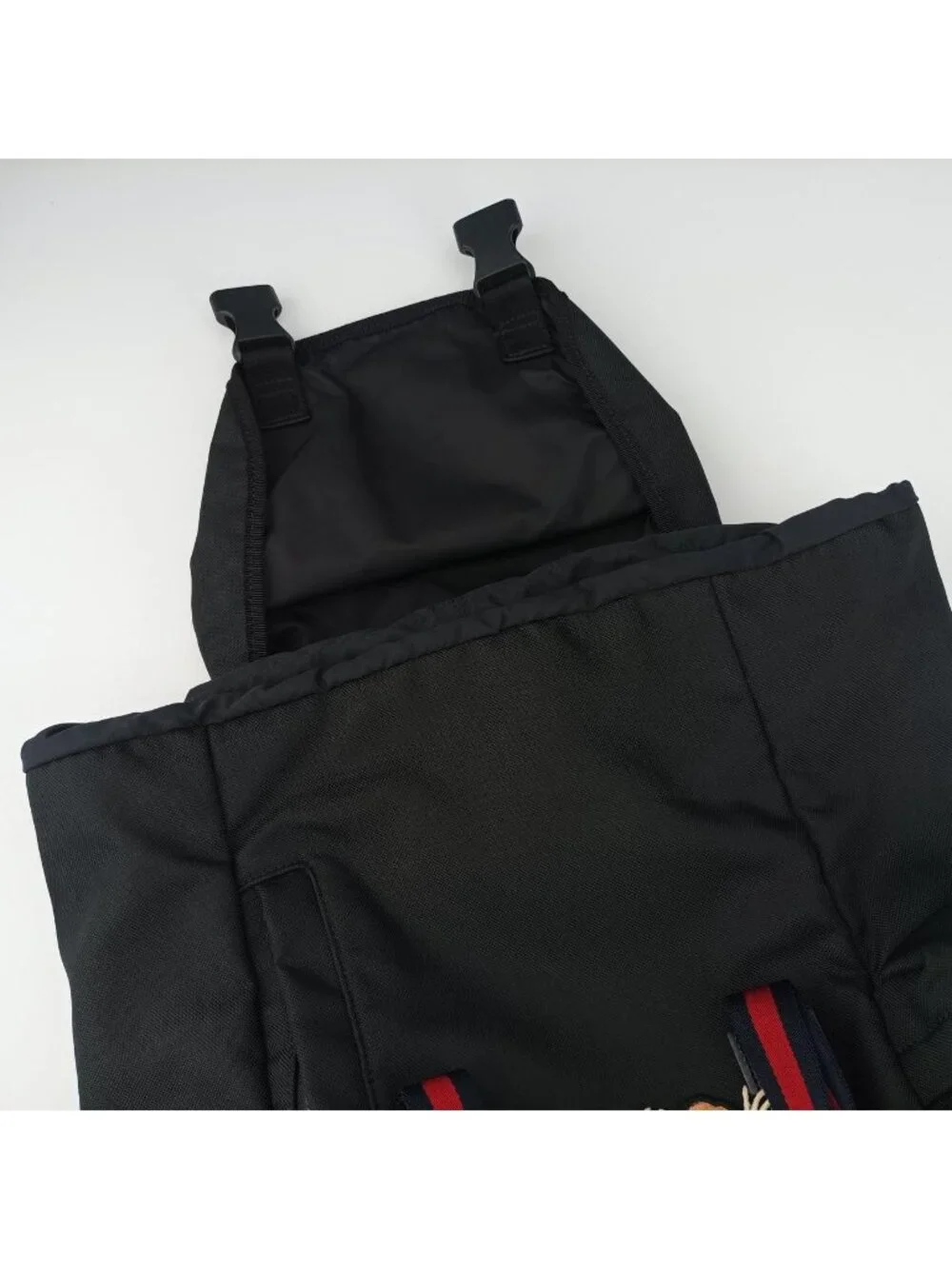 Gucci Sherry Line Embroidered Tiger Black Multicolor Canvas Backpack